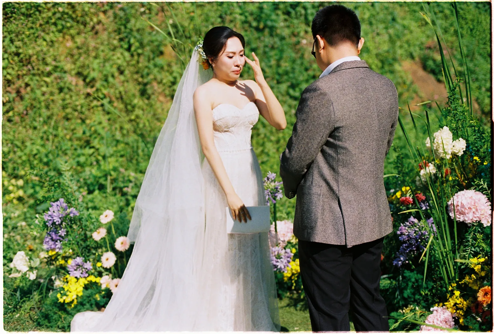 A couple in a colourful Da Lat flower garden